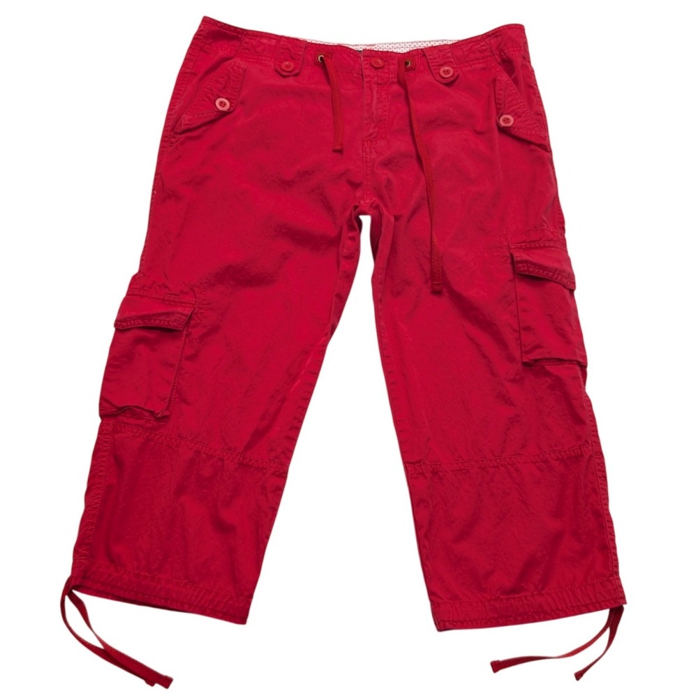 Dunnes Stores St Bernard Red Cargo Capri Pants Women 12 Red